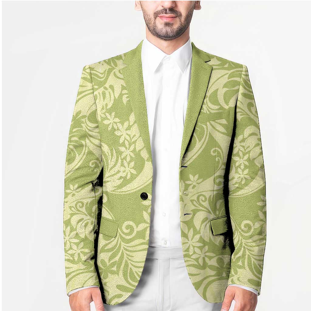 Tahiti Olive Tiare Floral Blazer Monstera Palm Tropical Leaves LT01 - Polynesian Pride