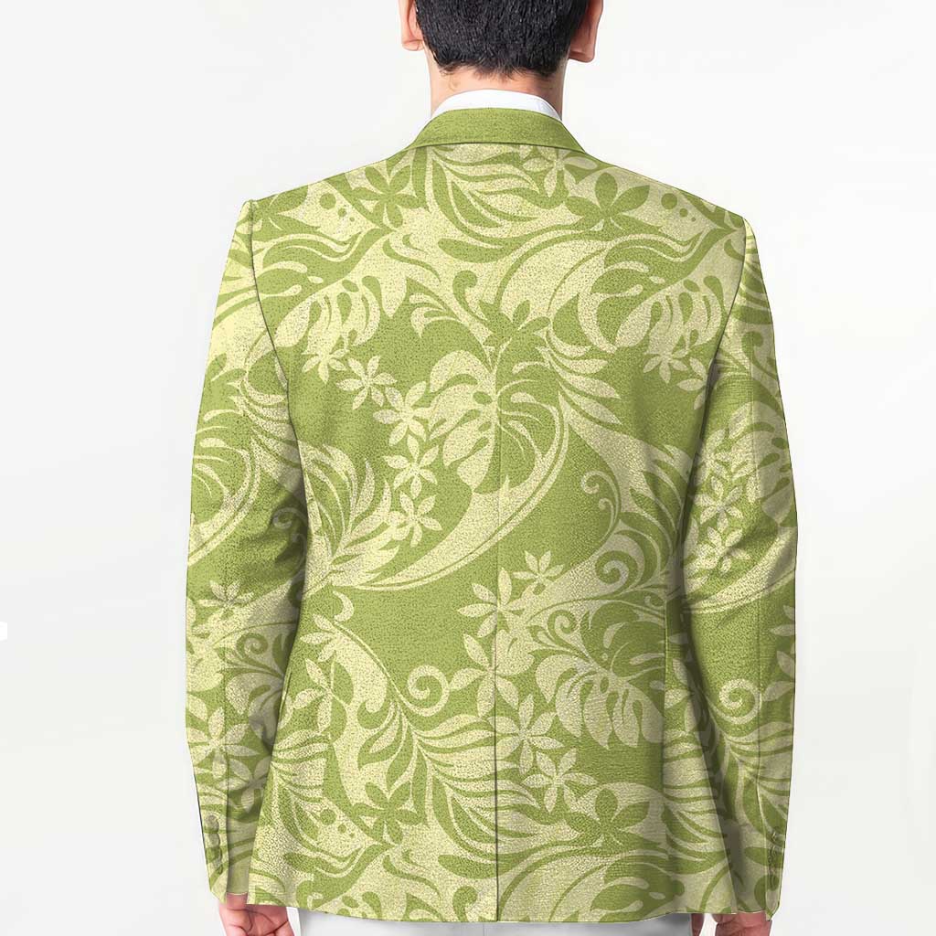Tahiti Olive Tiare Floral Blazer Monstera Palm Tropical Leaves LT01 - Polynesian Pride