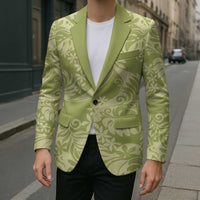 Tahiti Olive Tiare Floral Blazer Monstera Palm Tropical Leaves LT01 - Polynesian Pride