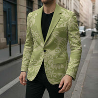 Tahiti Olive Tiare Floral Blazer Monstera Palm Tropical Leaves LT01 - Polynesian Pride