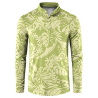 Tahiti Olive Tiare Floral Button Sweatshirt Monstera Palm Tropical Leaves LT01 Olive - Polynesian Pride