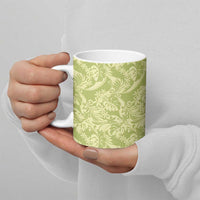 Tahiti Olive Tiare Floral Ceramic Mug Monstera Palm Tropical Leaves LT01 - Polynesian Pride