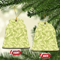Tahiti Olive Tiare Floral Ceramic Ornament Monstera Palm Tropical Leaves LT01 Bell Flake Olive - Polynesian Pride