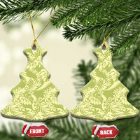 Tahiti Olive Tiare Floral Ceramic Ornament Monstera Palm Tropical Leaves LT01 Christmas Tree Olive - Polynesian Pride