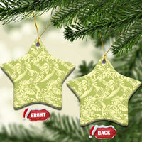 Tahiti Olive Tiare Floral Ceramic Ornament Monstera Palm Tropical Leaves LT01 Star Olive - Polynesian Pride