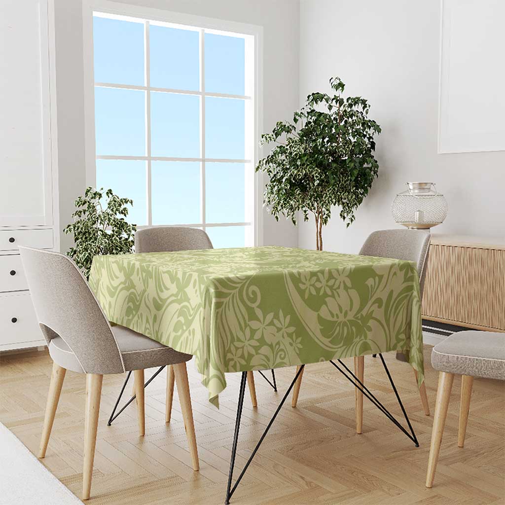 Tahiti Olive Tiare Floral Tablecloth Monstera Palm Tropical Leaves LT01 - Polynesian Pride