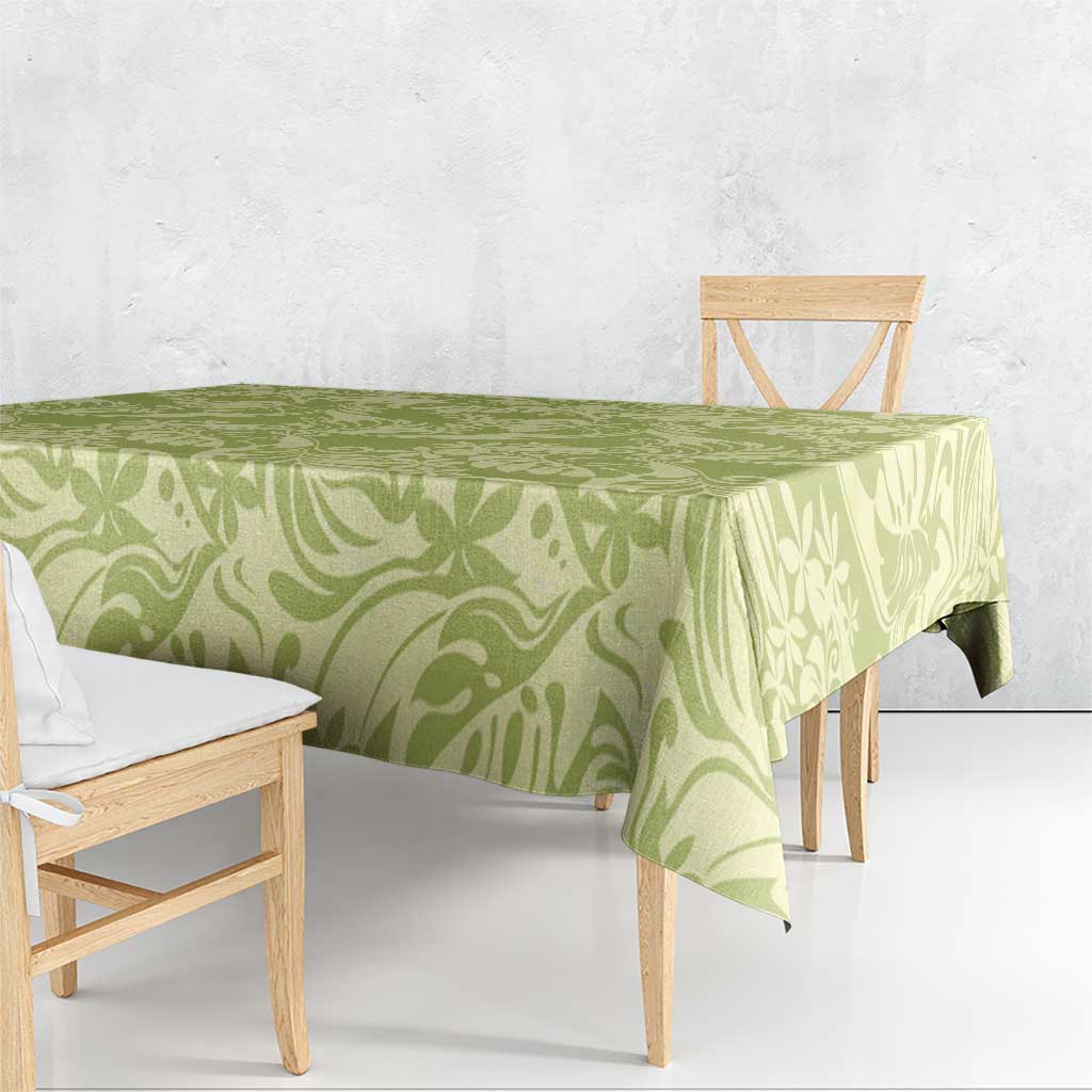 Tahiti Olive Tiare Floral Tablecloth Monstera Palm Tropical Leaves LT01 - Polynesian Pride