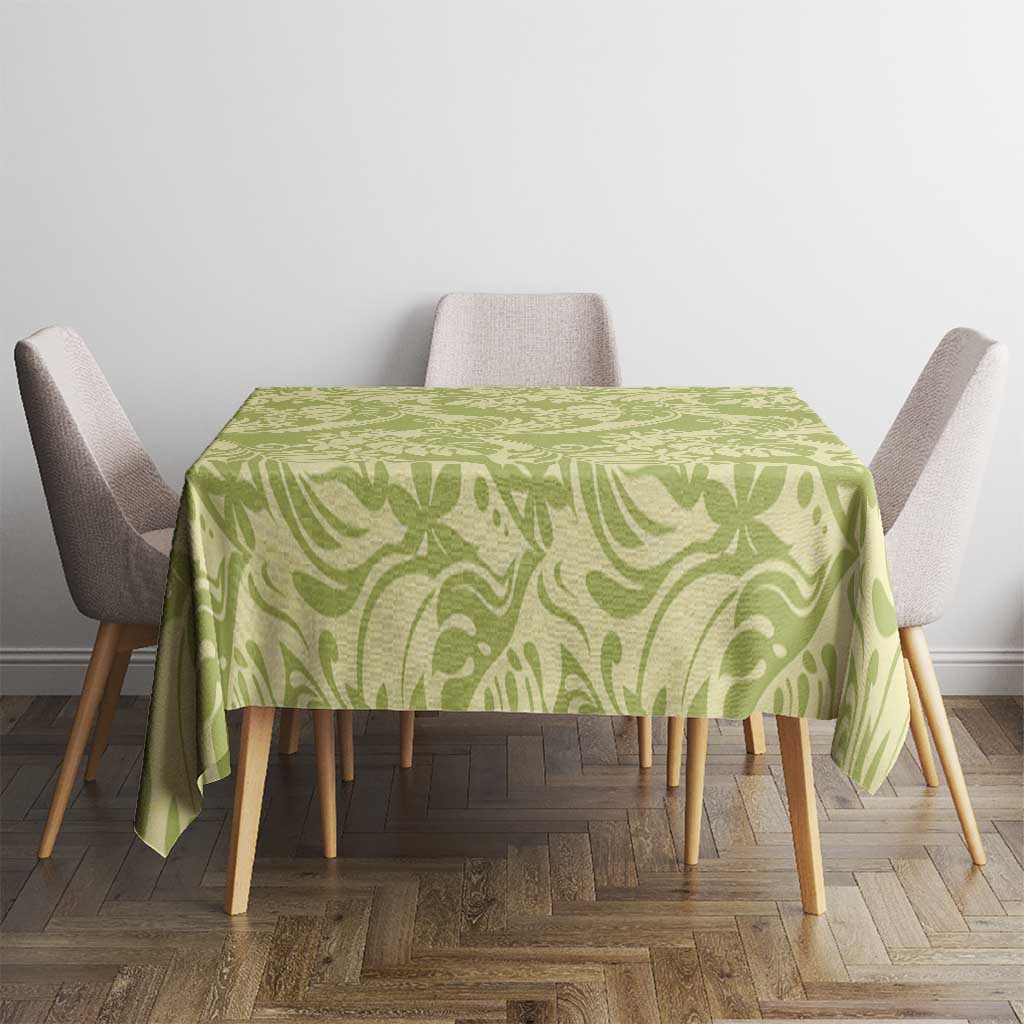 Tahiti Olive Tiare Floral Tablecloth Monstera Palm Tropical Leaves LT01 - Polynesian Pride