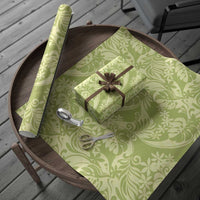 Tahiti Olive Tiare Floral Wrapping Paper Monstera Palm Tropical Leaves LT01 - Polynesian Pride