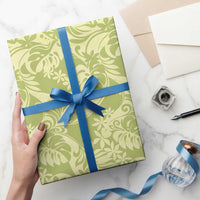 Tahiti Olive Tiare Floral Wrapping Paper Monstera Palm Tropical Leaves LT01 - Polynesian Pride