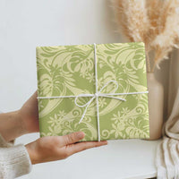 Tahiti Olive Tiare Floral Wrapping Paper Monstera Palm Tropical Leaves LT01 - Polynesian Pride