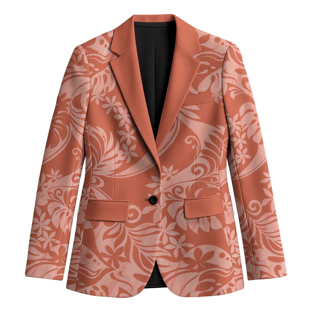 Tahiti Puatou Tiare Floral Blazer Monstera Palm Tropical Leaves LT01 Unisex Orange - Polynesian Pride