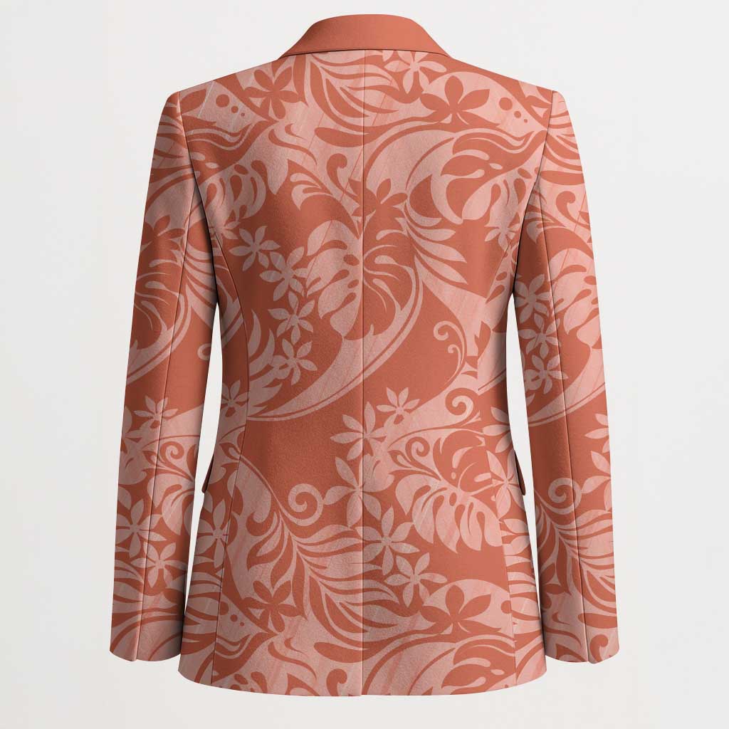 Tahiti Puatou Tiare Floral Blazer Monstera Palm Tropical Leaves LT01 - Polynesian Pride