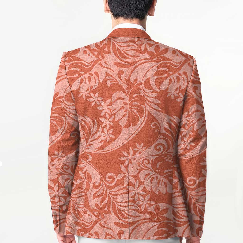 Tahiti Puatou Tiare Floral Blazer Monstera Palm Tropical Leaves LT01 - Polynesian Pride
