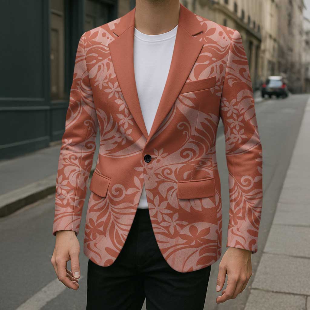 Tahiti Puatou Tiare Floral Blazer Monstera Palm Tropical Leaves LT01 - Polynesian Pride