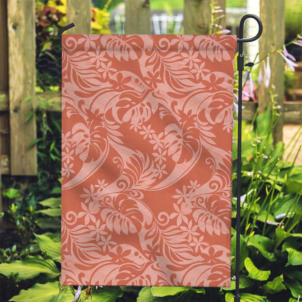Tahiti Puatou Tiare Floral Garden Flag Monstera Palm Tropical Leaves LT01 Garden Flag Orange - Polynesian Pride