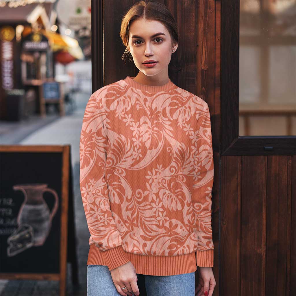 Tahiti Puatou Tiare Floral Ugly Christmas Sweater Monstera Palm Tropical Leaves LT01 - Polynesian Pride