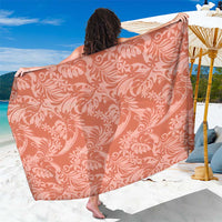 Tahiti Puatou Tiare Floral Sarong Monstera Palm Tropical Leaves LT01 One Size 44 x 66 inches Orange - Polynesian Pride