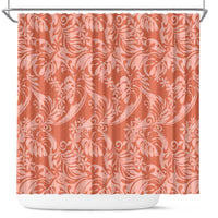 Tahiti Puatou Tiare Floral Shower Curtain Monstera Palm Tropical Leaves LT01 Orange - Polynesian Pride