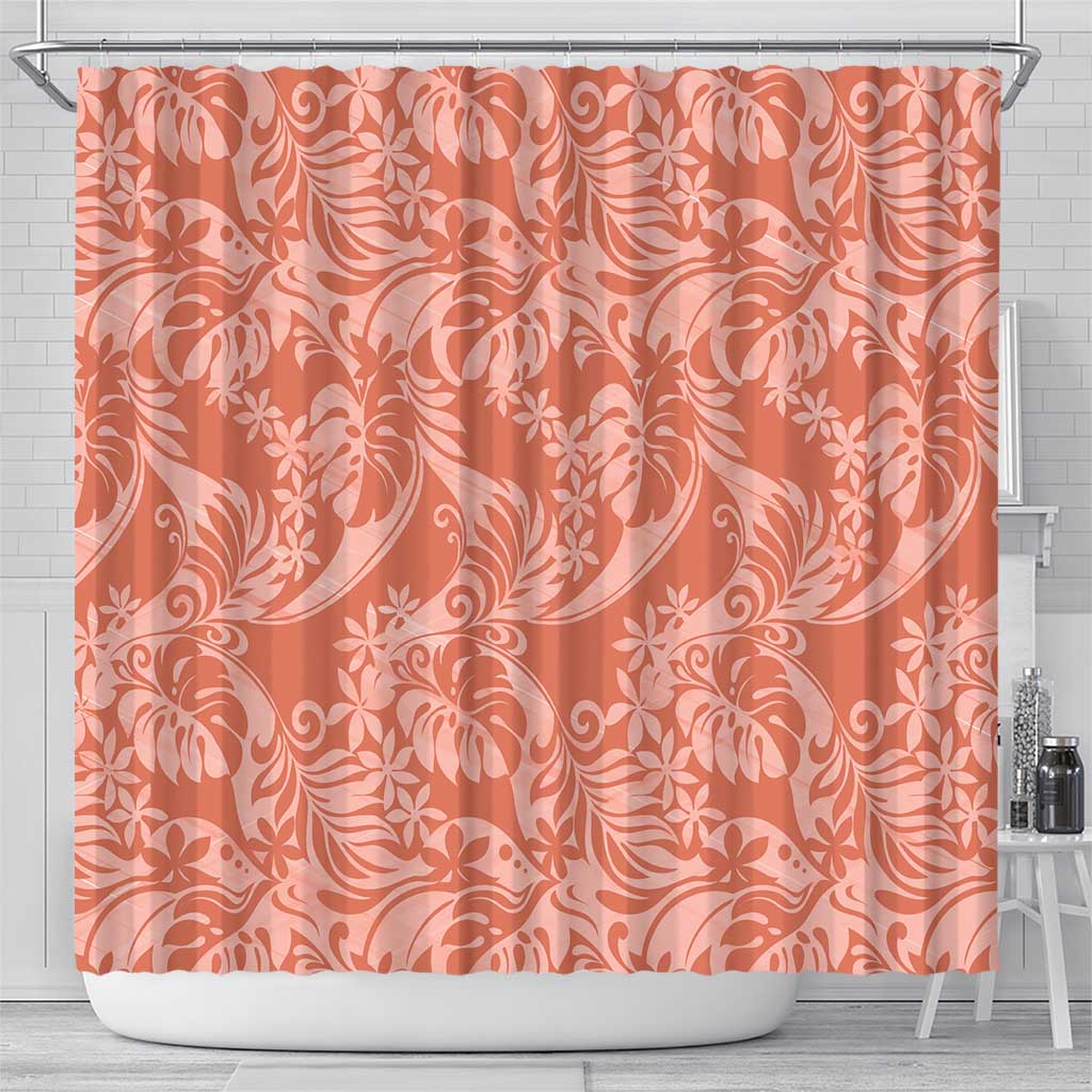 Tahiti Puatou Tiare Floral Shower Curtain Monstera Palm Tropical Leaves LT01 - Polynesian Pride