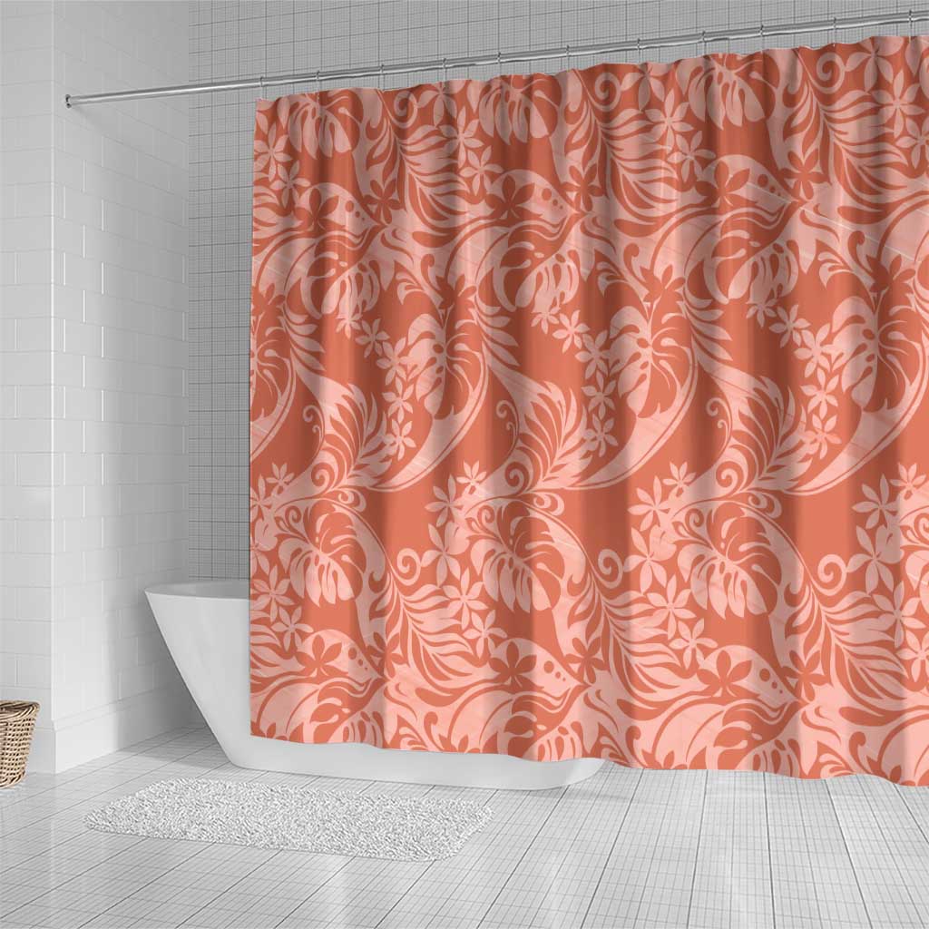 Tahiti Puatou Tiare Floral Shower Curtain Monstera Palm Tropical Leaves LT01 - Polynesian Pride