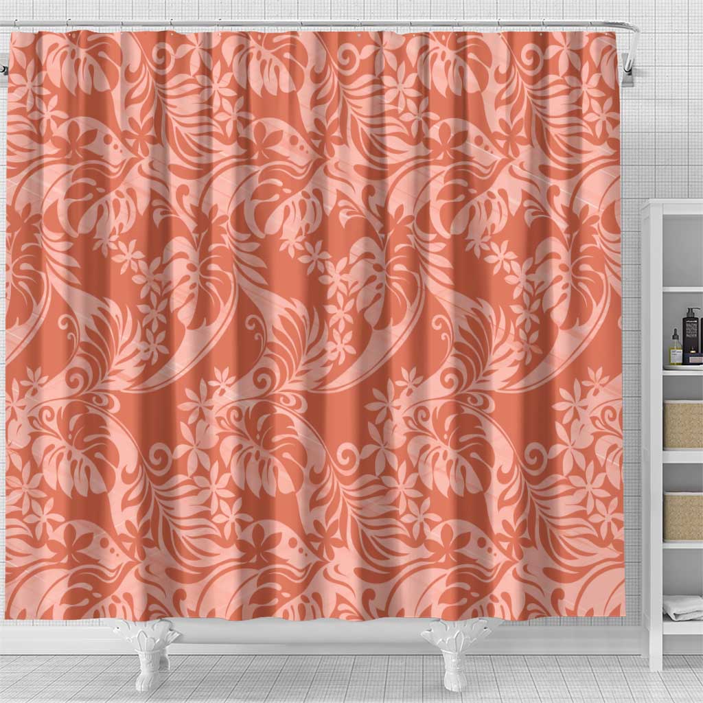 Tahiti Puatou Tiare Floral Shower Curtain Monstera Palm Tropical Leaves LT01 - Polynesian Pride