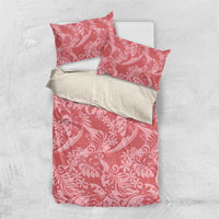 Tahiti Tarona Tiare Floral Bedding Set Monstera Palm Tropical Leaves LT01 US Twin 172cm x 218cm Pink - Polynesian Pride