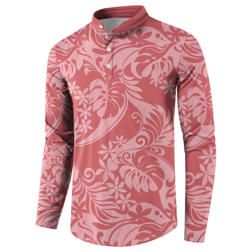 Tahiti Tarona Tiare Floral Button Sweatshirt Monstera Palm Tropical Leaves LT01 - Polynesian Pride