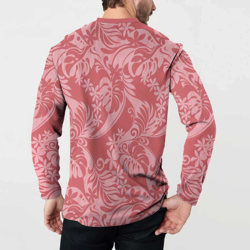 Tahiti Tarona Tiare Floral Button Sweatshirt Monstera Palm Tropical Leaves LT01 - Polynesian Pride