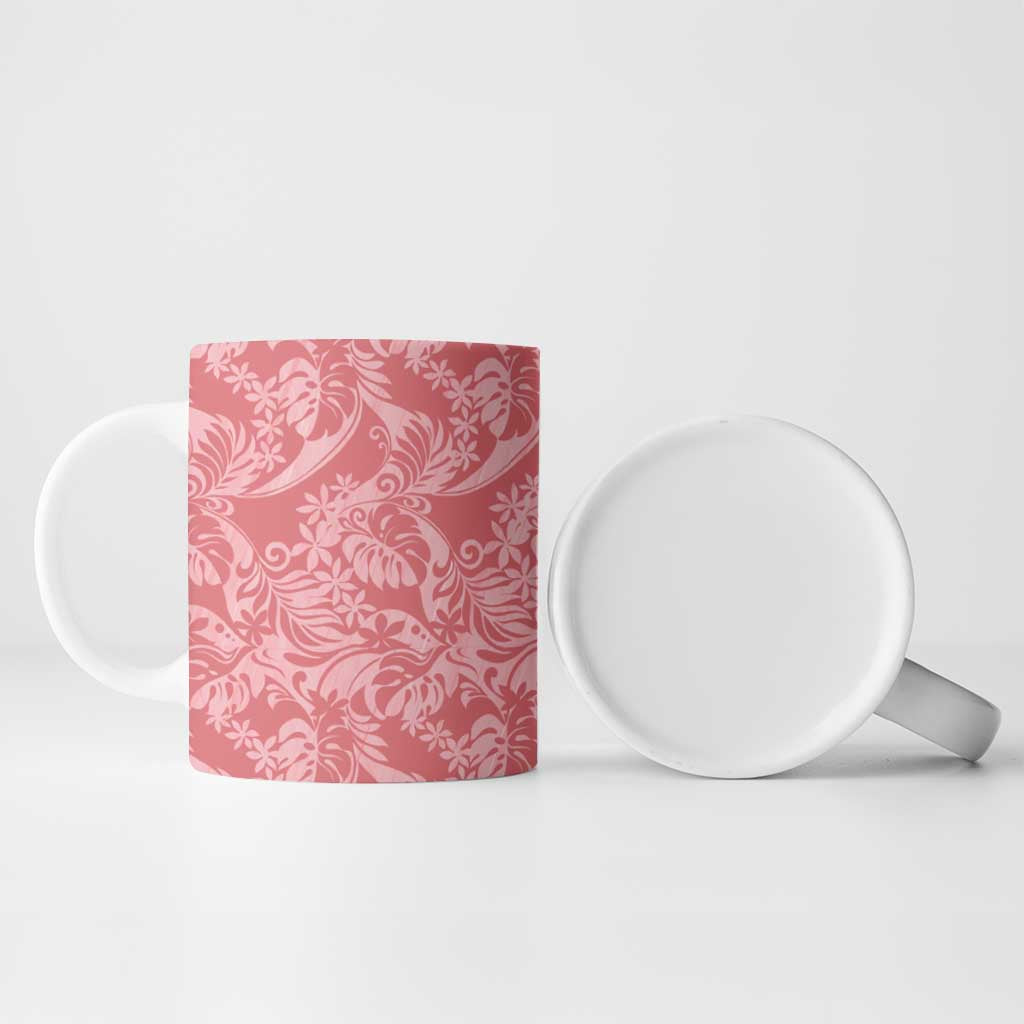 Tahiti Tarona Tiare Floral Ceramic Mug Monstera Palm Tropical Leaves LT01 - Polynesian Pride