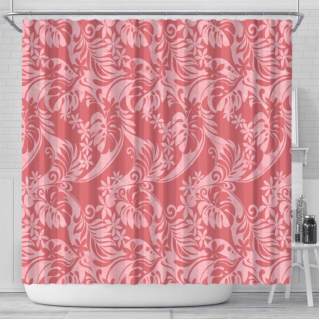Tahiti Tarona Tiare Floral Shower Curtain Monstera Palm Tropical Leaves LT01 - Polynesian Pride
