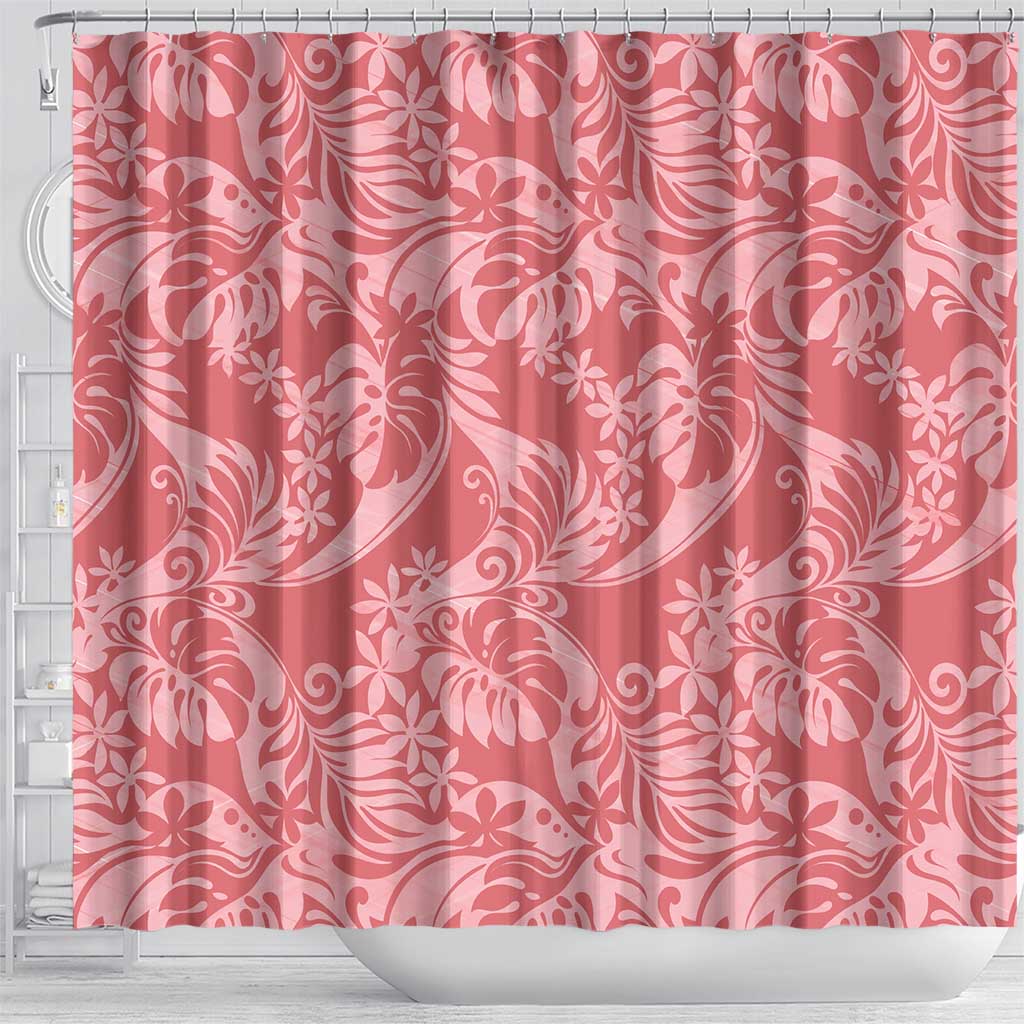 Tahiti Tarona Tiare Floral Shower Curtain Monstera Palm Tropical Leaves LT01 - Polynesian Pride