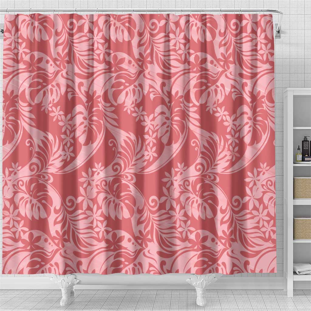 Tahiti Tarona Tiare Floral Shower Curtain Monstera Palm Tropical Leaves LT01 - Polynesian Pride