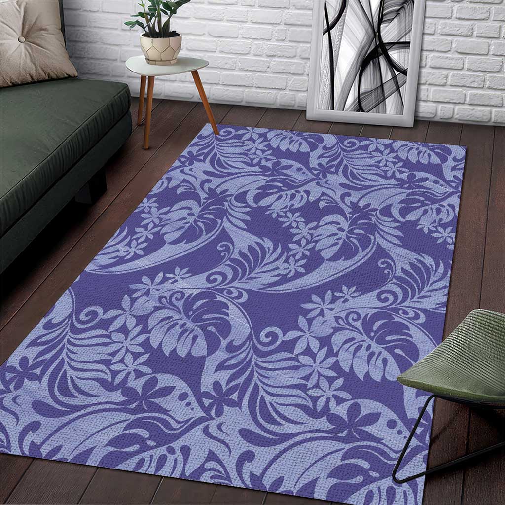 Tahiti Vareau Tiare Floral Area Rug Monstera Palm Tropical Leaves LT01 Purple - Polynesian Pride