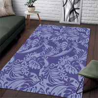 Tahiti Vareau Tiare Floral Area Rug Monstera Palm Tropical Leaves LT01 Purple - Polynesian Pride