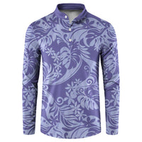 Tahiti Vareau Tiare Floral Button Sweatshirt Monstera Palm Tropical Leaves LT01 Purple - Polynesian Pride