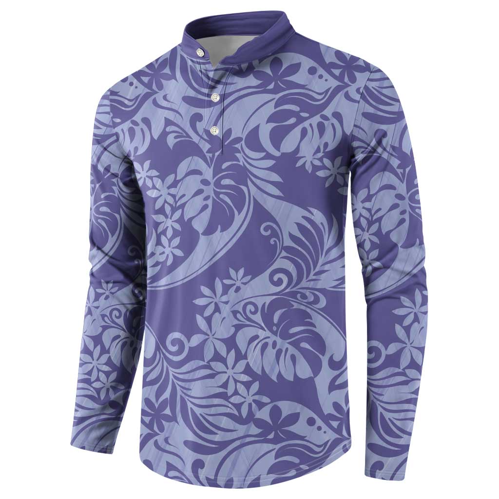 Tahiti Vareau Tiare Floral Button Sweatshirt Monstera Palm Tropical Leaves LT01 - Polynesian Pride