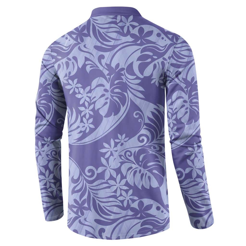 Tahiti Vareau Tiare Floral Button Sweatshirt Monstera Palm Tropical Leaves LT01 - Polynesian Pride