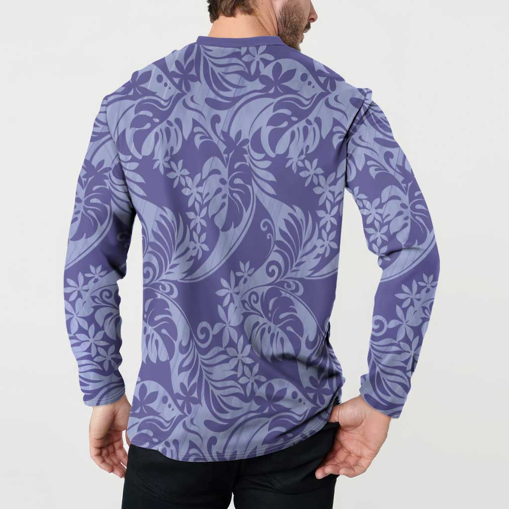 Tahiti Vareau Tiare Floral Button Sweatshirt Monstera Palm Tropical Leaves LT01 - Polynesian Pride