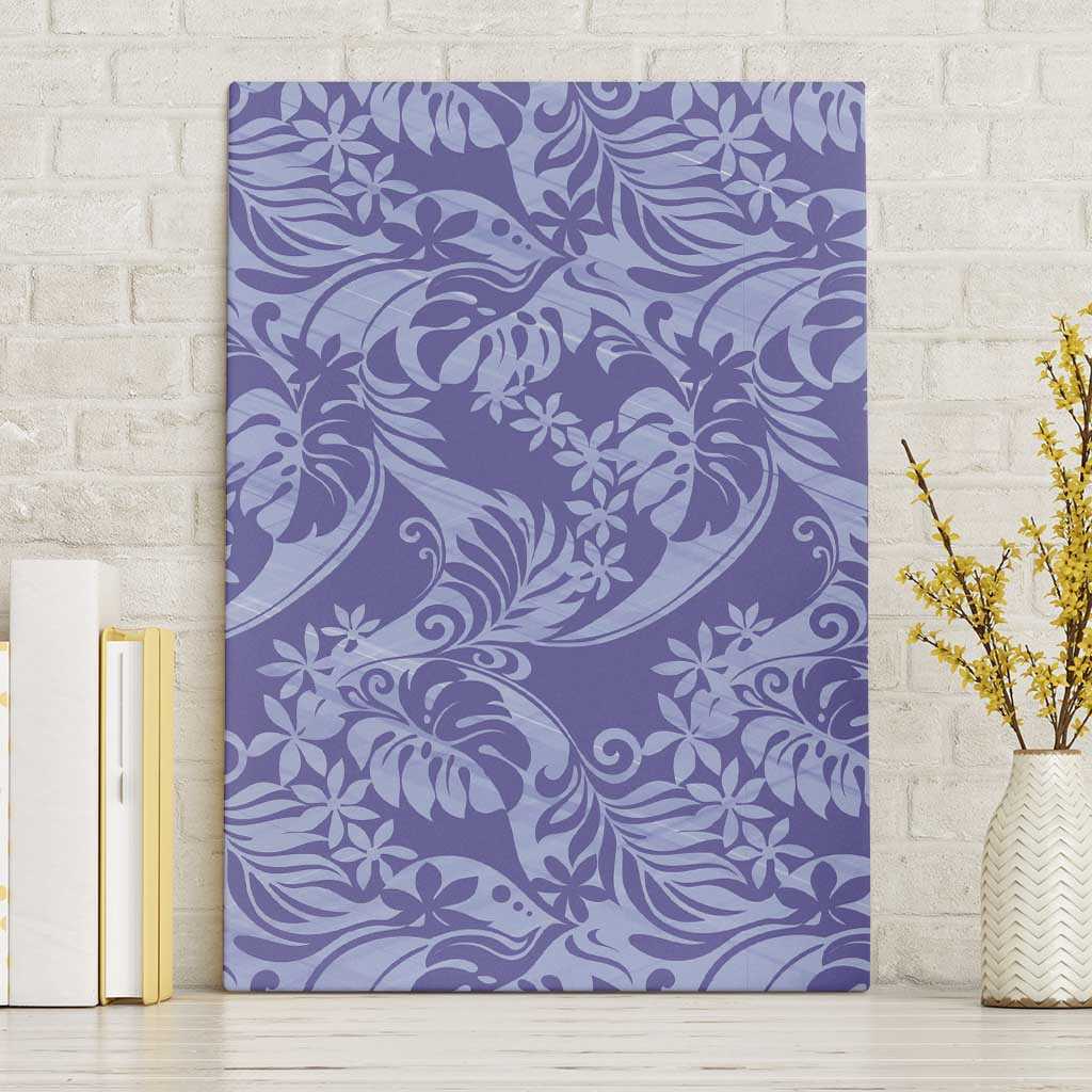 Tahiti Vareau Tiare Floral Canvas Wall Art Monstera Palm Tropical Leaves LT01 Without Frame Purple - Polynesian Pride