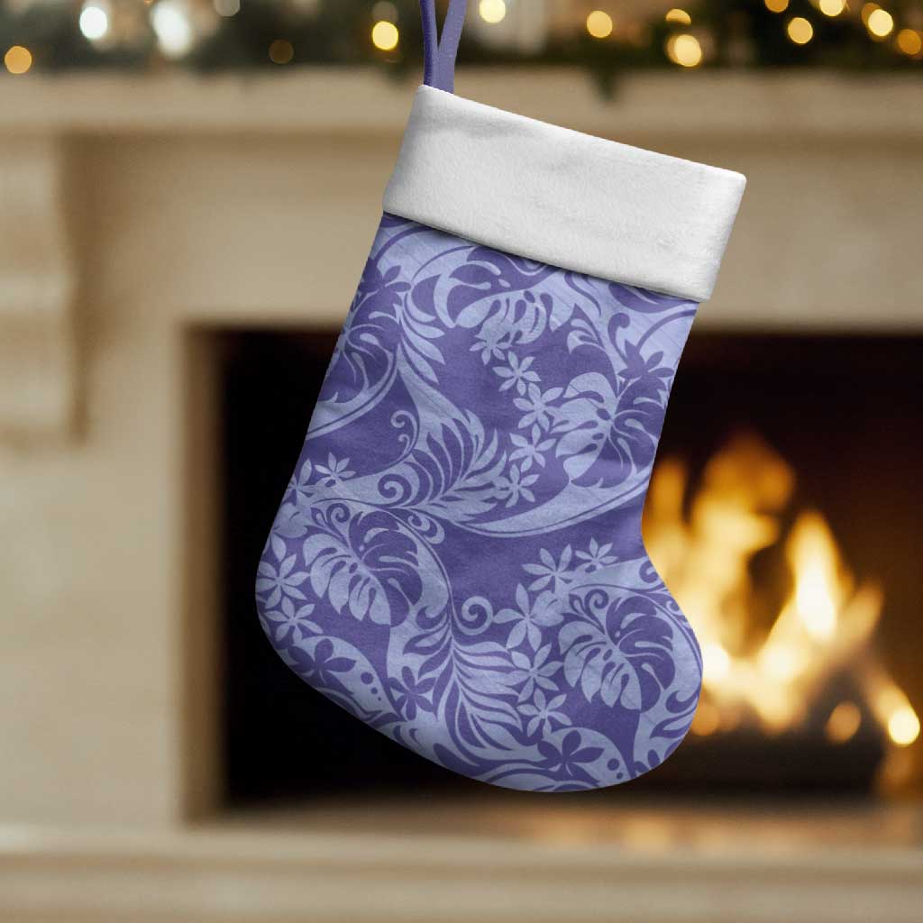 Tahiti Vareau Tiare Floral Christmas Stocking Monstera Palm Tropical Leaves LT01 Set of 2 Purple - Polynesian Pride