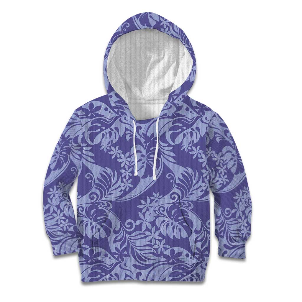 Tahiti Vareau Tiare Floral Kid Hoodie Monstera Palm Tropical Leaves LT01 Hoodie Purple - Polynesian Pride