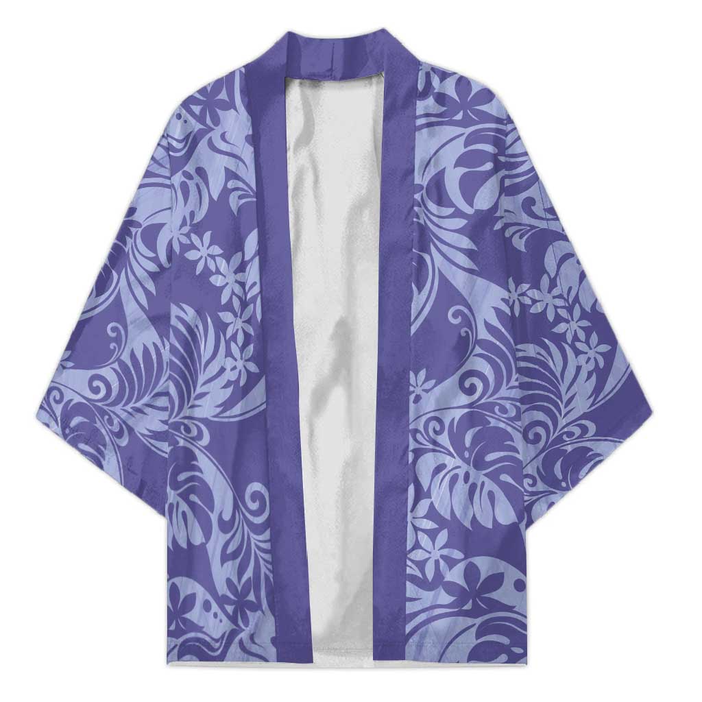 Tahiti Vareau Tiare Floral Kimono Monstera Palm Tropical Leaves LT01 Unisex Purple - Polynesian Pride