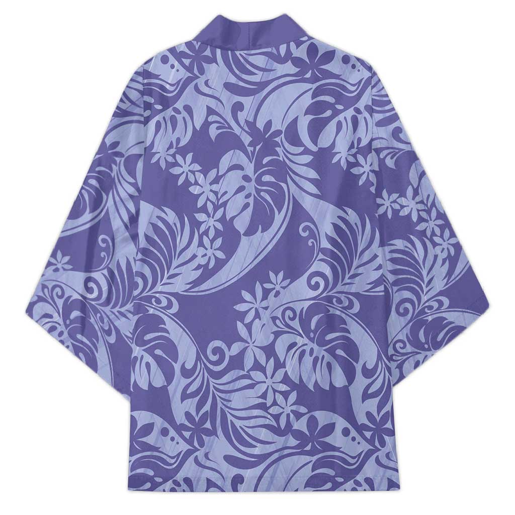 Tahiti Vareau Tiare Floral Kimono Monstera Palm Tropical Leaves LT01 - Polynesian Pride