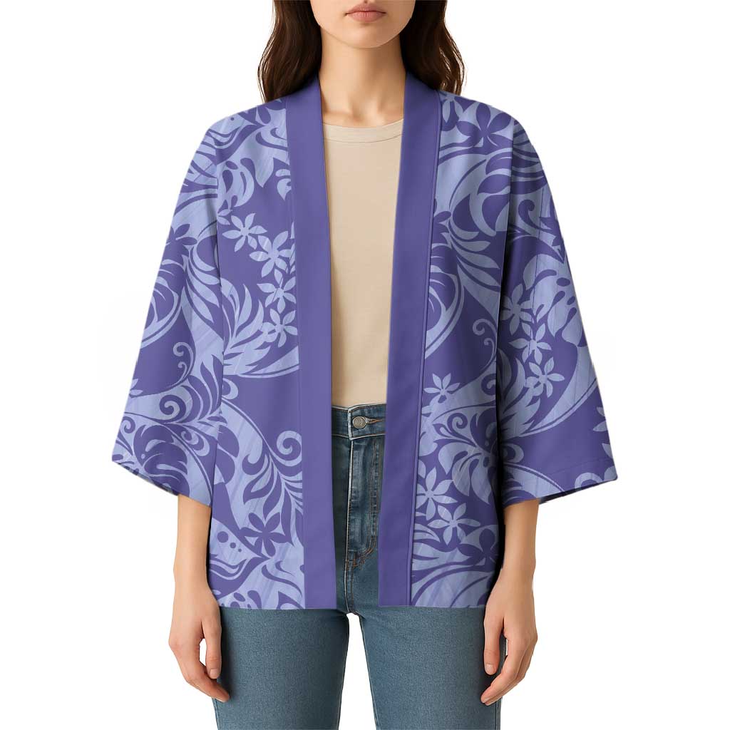 Tahiti Vareau Tiare Floral Kimono Monstera Palm Tropical Leaves LT01 - Polynesian Pride