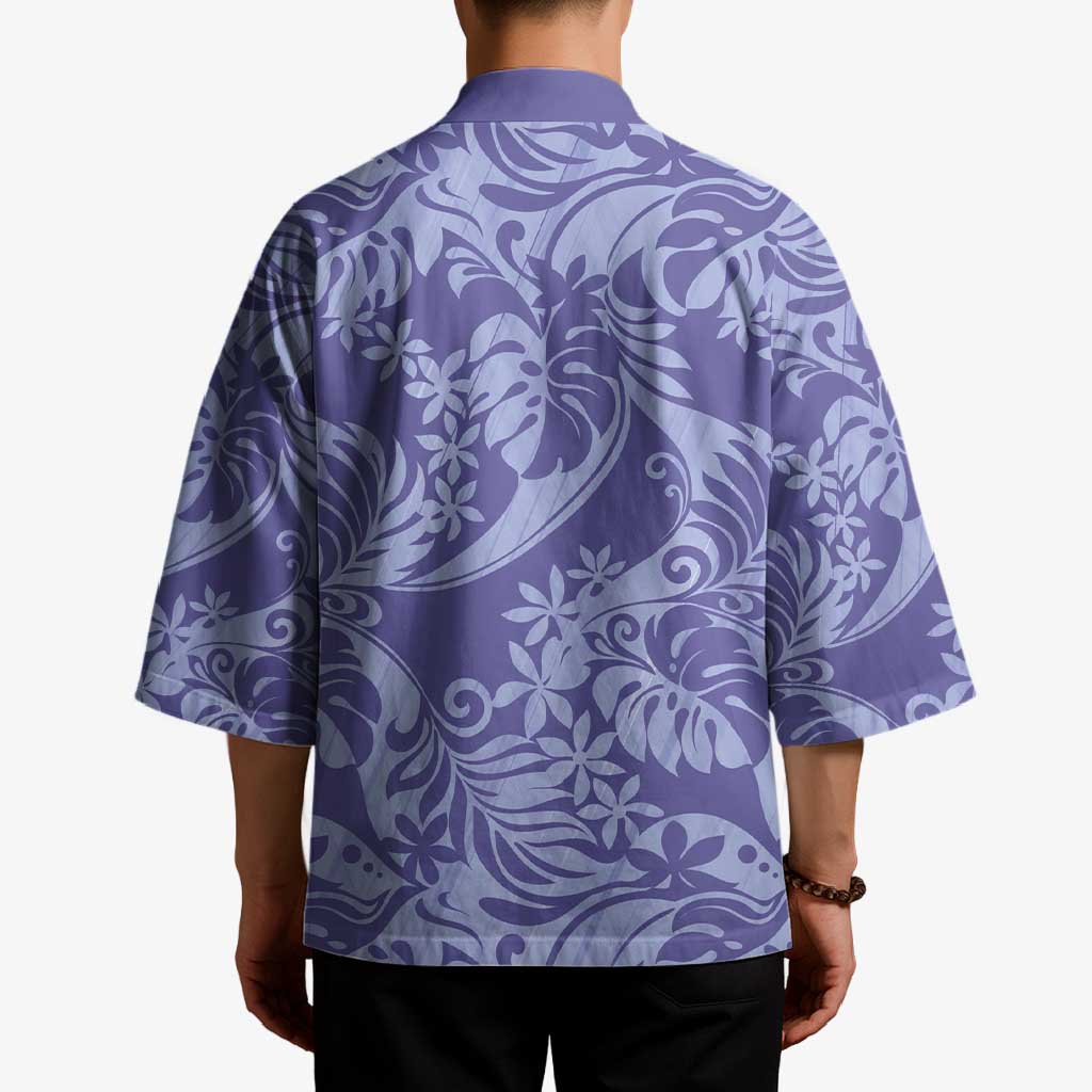 Tahiti Vareau Tiare Floral Kimono Monstera Palm Tropical Leaves LT01 - Polynesian Pride