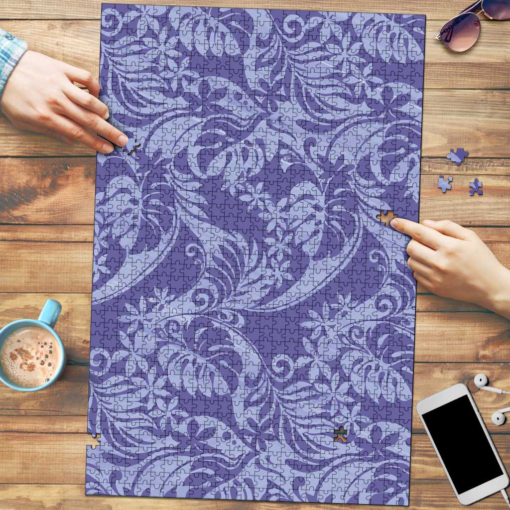 Tahiti Vareau Tiare Floral Puzzle Monstera Palm Tropical Leaves LT01 Purple - Polynesian Pride