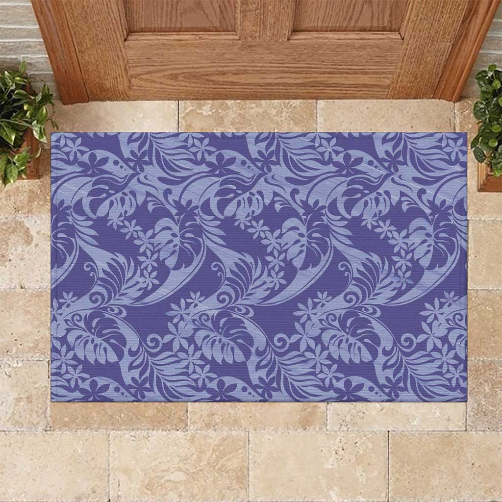 Tahiti Vareau Tiare Floral Rubber Doormat Monstera Palm Tropical Leaves LT01 Purple - Polynesian Pride