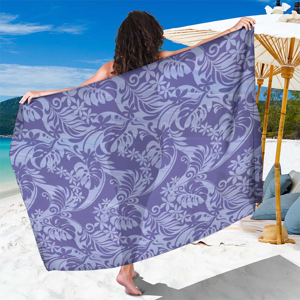 Tahiti Vareau Tiare Floral Sarong Monstera Palm Tropical Leaves LT01 One Size 44 x 66 inches Purple - Polynesian Pride