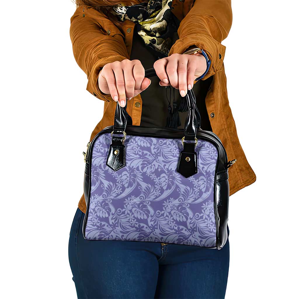 Tahiti Vareau Tiare Floral Shoulder Handbag Monstera Palm Tropical Leaves LT01 One Size Purple - Polynesian Pride